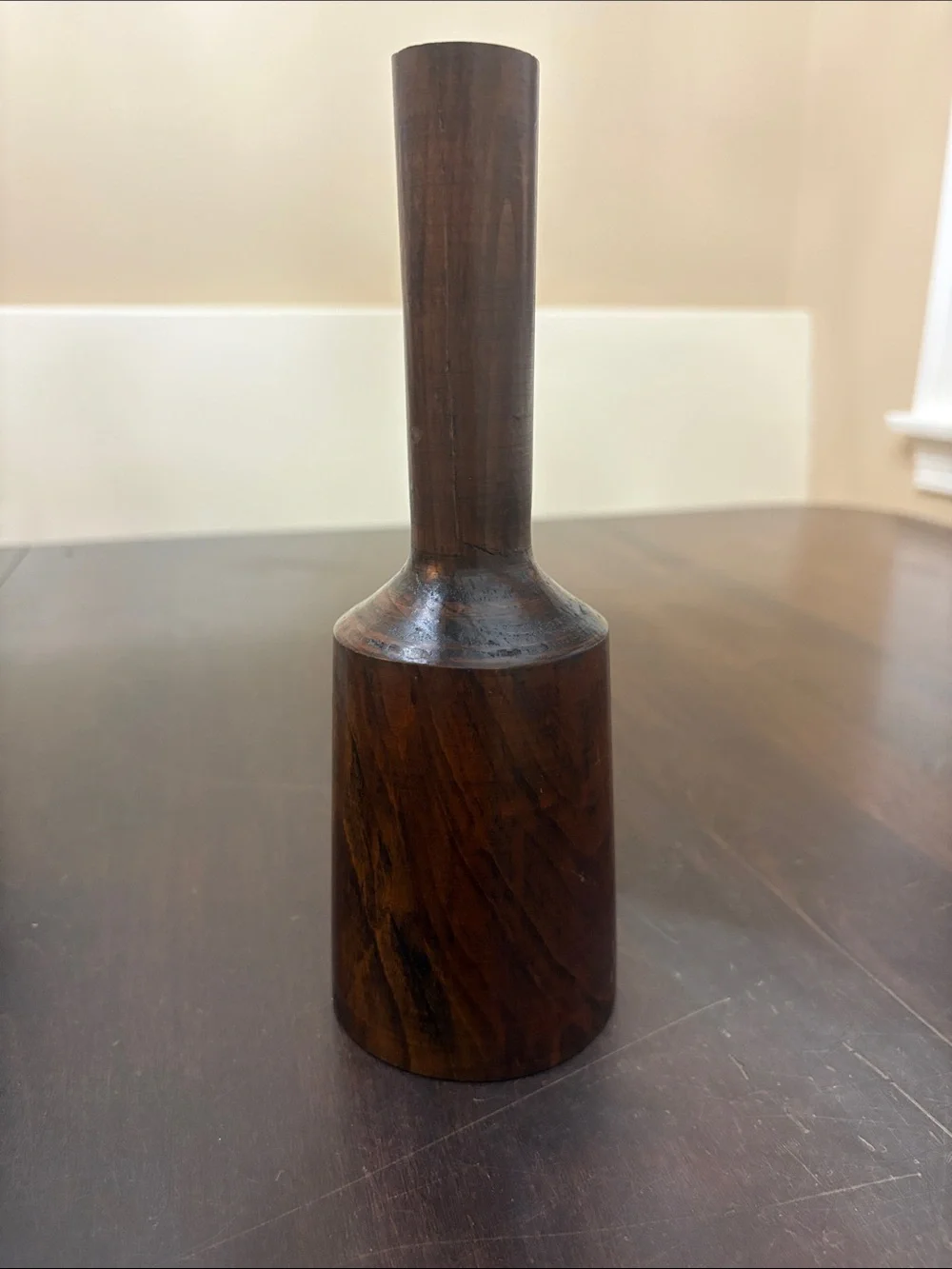 Elegant handturned dark wood vintage kitchen pestle or masher